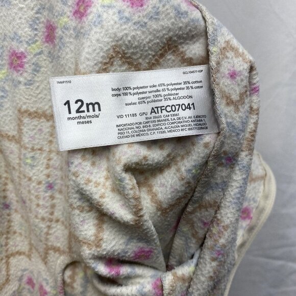 CARTER'S Long Sleeve Bodysuit Sleep And Play Girls12 Month Cream Full Zip/Snap - Picture 11 of 16